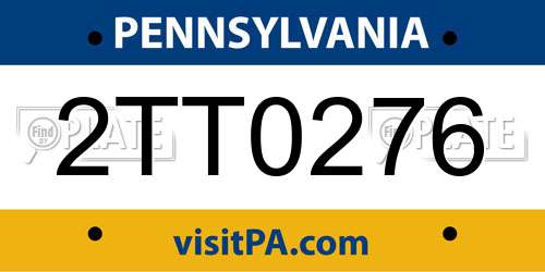 2TT0276 Pennsylvania License Plate