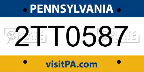 2TT0587 Pennsylvania License Plate