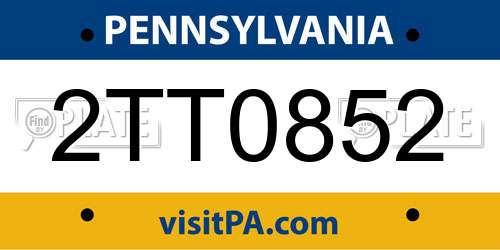 2TT0852 Pennsylvania License Plate