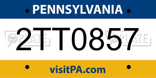 2TT0857 Pennsylvania License Plate