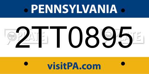 2TT0895 Pennsylvania License Plate