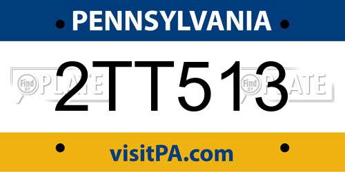 2TT513 Pennsylvania License Plate