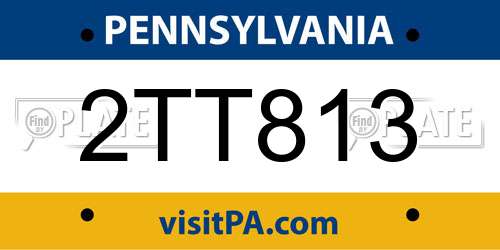 2TT813 Pennsylvania License Plate