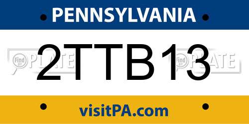 2TTB13 Pennsylvania License Plate