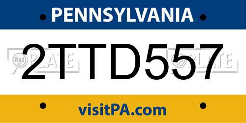 2TTD557 Pennsylvania License Plate