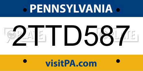 2TTD587 Pennsylvania License Plate