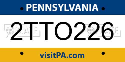 2TTO226 Pennsylvania License Plate