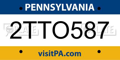 2TTO587 Pennsylvania License Plate