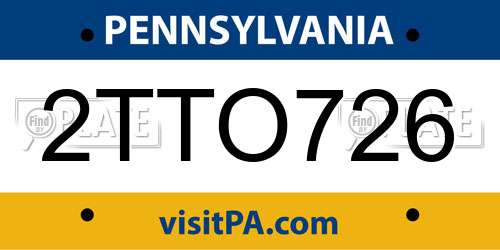 2TTO726 Pennsylvania License Plate