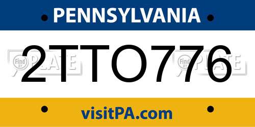 2TTO776 Pennsylvania License Plate