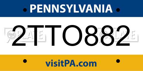 2TTO882 Pennsylvania License Plate