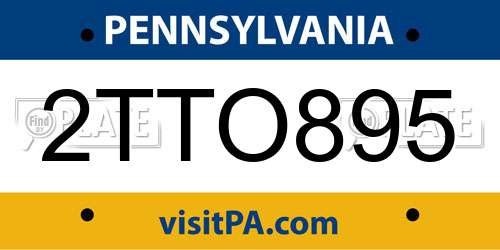 2TTO895 Pennsylvania License Plate