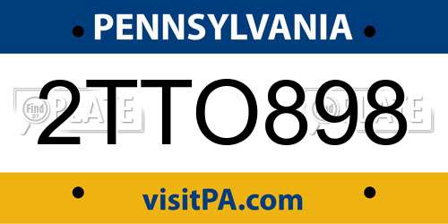 2TTO898 Pennsylvania License Plate