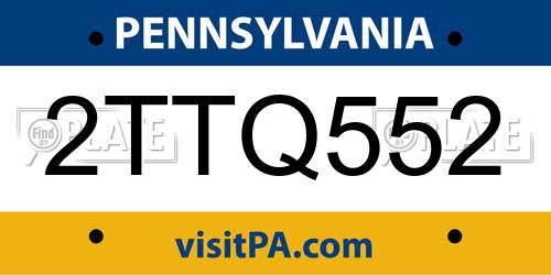 2TTQ552 Pennsylvania License Plate
