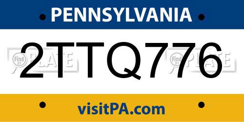 2TTQ776 Pennsylvania License Plate