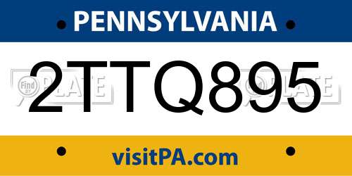 2TTQ895 Pennsylvania License Plate