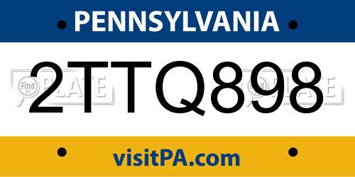 2TTQ898 Pennsylvania License Plate