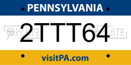 2TTT64 Pennsylvania License Plate