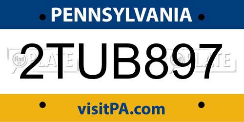 2TUB897 Pennsylvania License Plate