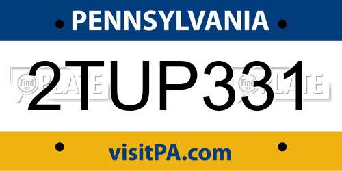 2TUP331 Pennsylvania License Plate