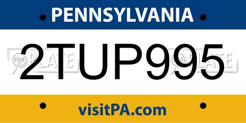2TUP995 Pennsylvania License Plate