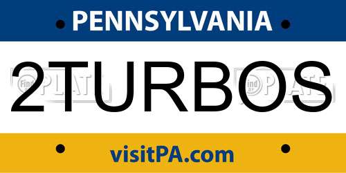 2TURBOS Pennsylvania License Plate