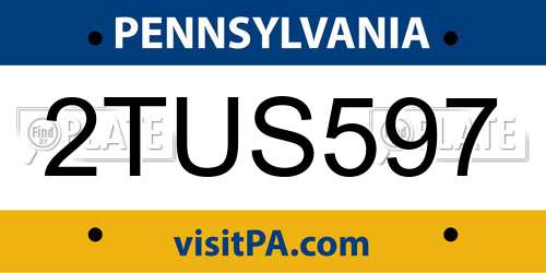 2TUS597 Pennsylvania License Plate