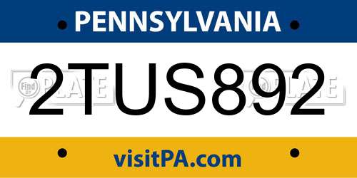 2TUS892 Pennsylvania License Plate