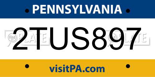 2TUS897 Pennsylvania License Plate