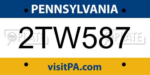 2TW587 Pennsylvania License Plate
