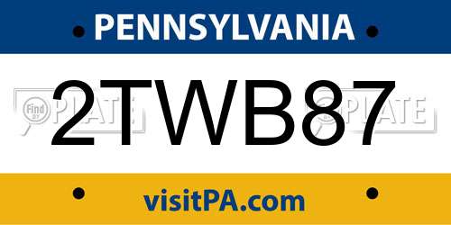 2TWB87 Pennsylvania License Plate