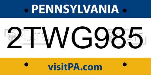 2TWG985 Pennsylvania License Plate