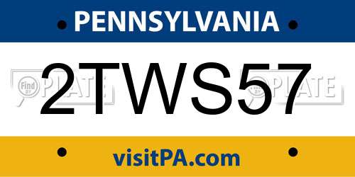 2TWS57 Pennsylvania License Plate