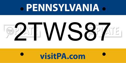 2TWS87 Pennsylvania License Plate