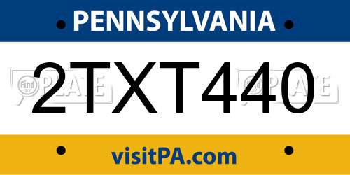 2TXT440 Pennsylvania License Plate
