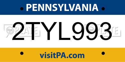 2TYL993 Pennsylvania License Plate