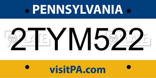 2TYM522 Pennsylvania License Plate