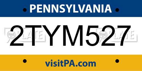 2TYM527 Pennsylvania License Plate