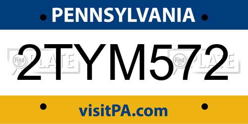 2TYM572 Pennsylvania License Plate