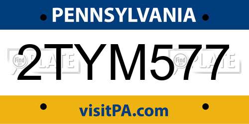 2TYM577 Pennsylvania License Plate