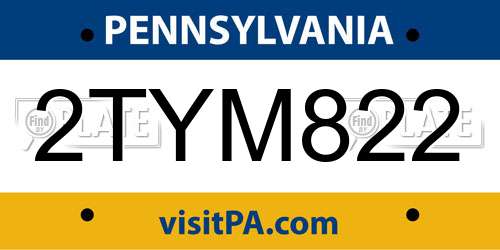 2TYM822 Pennsylvania License Plate