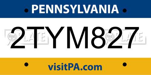 2TYM827 Pennsylvania License Plate