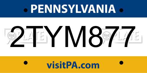 2TYM877 Pennsylvania License Plate