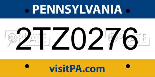 2TZ0276 Pennsylvania License Plate
