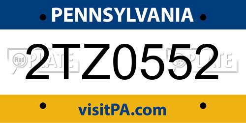 2TZ0552 Pennsylvania License Plate