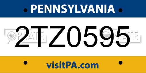 2TZ0595 Pennsylvania License Plate