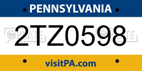 2TZ0598 Pennsylvania License Plate