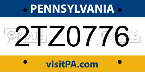 2TZ0776 Pennsylvania License Plate