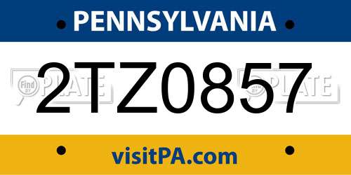 2TZ0857 Pennsylvania License Plate