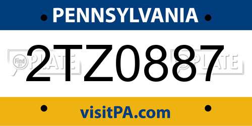 2TZ0887 Pennsylvania License Plate